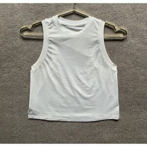 Lululemon Shirt Women 2 White Waist Length Muscle Tank Top Athleisure Run Yoga